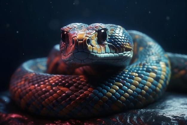 Primo piano su un serpente AI generativa