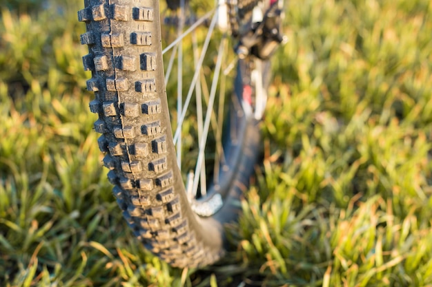 Primo piano su una bicicletta sul retro Mountain Bike Protector