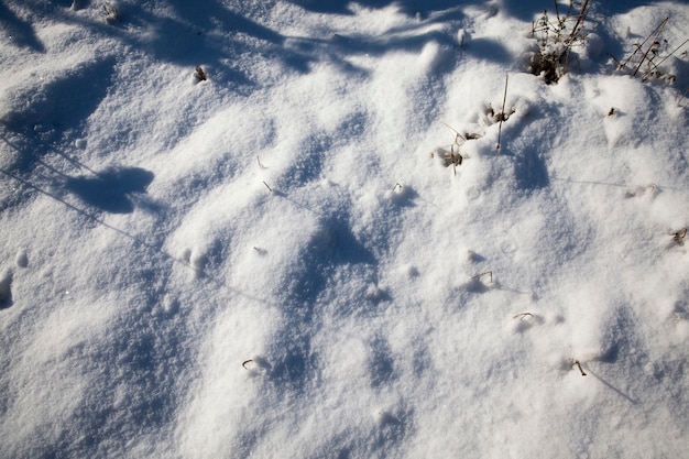 Primo piano sui cumuli di neve in inverno