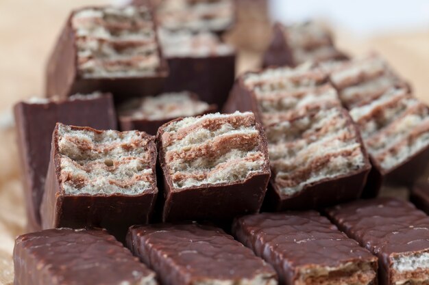 Primo piano sulle caramelle al cioccolato