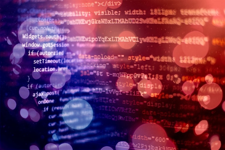 Foto primo piano sviluppando tecnologie di programmazione e codifica. sviluppatore che lavora sui codici dei siti web in ufficio.