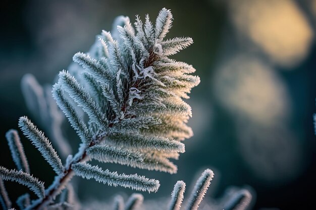 Primo piano verticale di una pianta congelata su uno sfondo sfocato