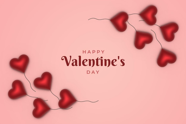 Priorità bassa 3d con i palloni dei cuori per il giorno del biglietto di S. Valentino