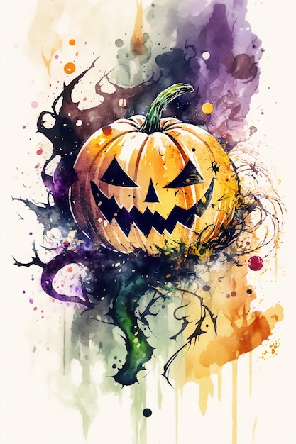 Priorità bassa astratta dell'acquerello di Halloween per il disegno di affari IA generativa