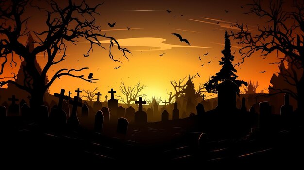 Priorità bassa astratta di Halloween dalla generazione di AI del cimitero