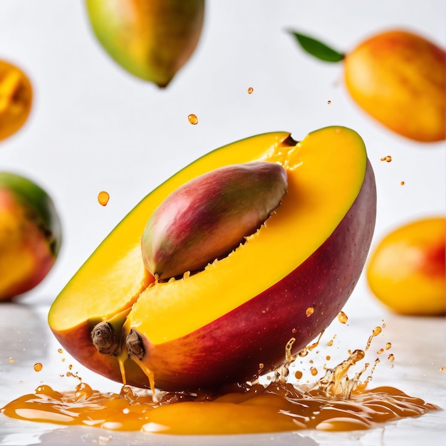 Priorità bassa del primo piano della spruzzata del mango generato con AI