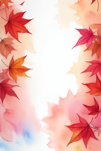 Priorità bassa dell'acquerello per testo con foglie di caduta di autunno