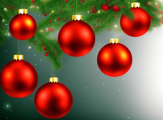Priorità bassa dell'albero di Natale con ornamenti e regali sulla terra della neve