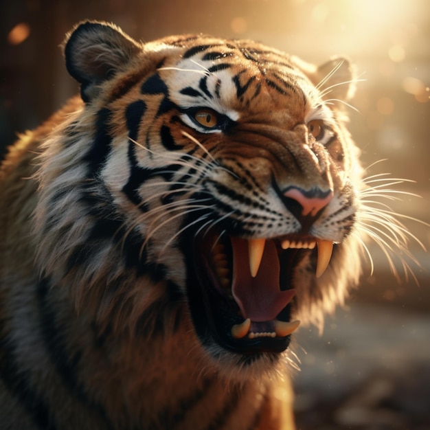 Priorità bassa dell'animale selvatico della tigre ruggente arrabbiata