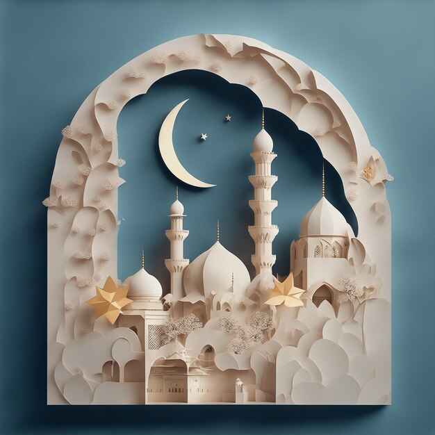 Priorità bassa della moschea islamica di arte di carta