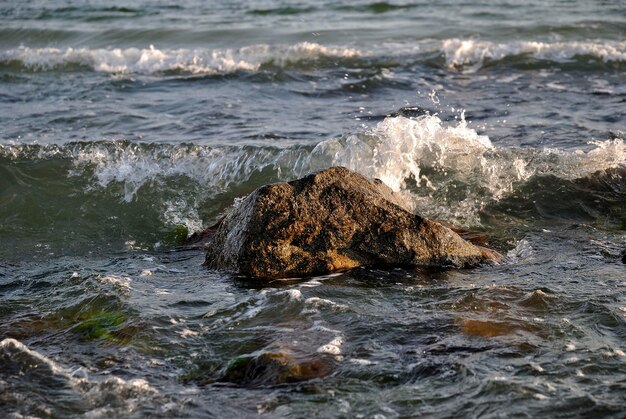 Priorità bassa della natura di pietra delle onde del mare