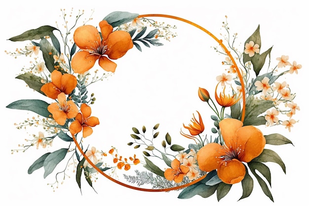 Priorità bassa della struttura del cerchio floreale dell'acquerello arancione
