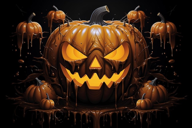 Priorità bassa di Halloween 3d con fusione del fantasma diabolico della zucca