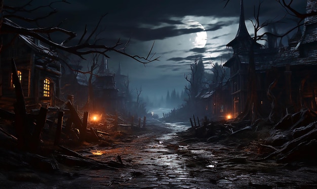 Priorità bassa di Halloween con un cielo notturno e un'illustrazione del mostro