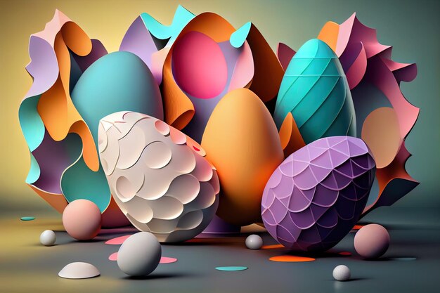 Priorità bassa di pasqua della geometria 3d con le uova. Per banner creativi.