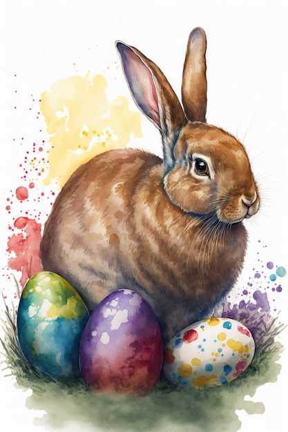 Priorità bassa felice del coniglietto dell'acquerello di Pasqua
