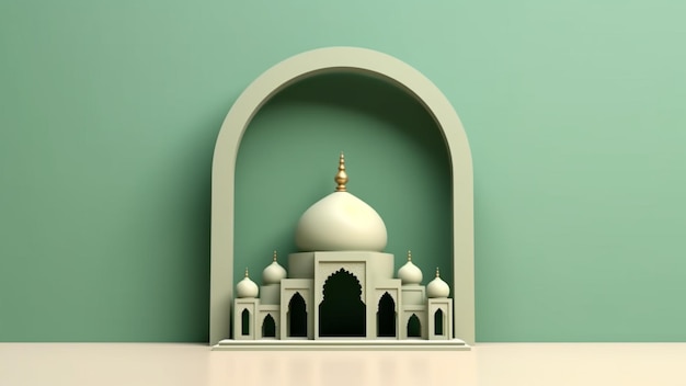 Priorità bassa pastello verde della decorazione islamica 3D con spazio