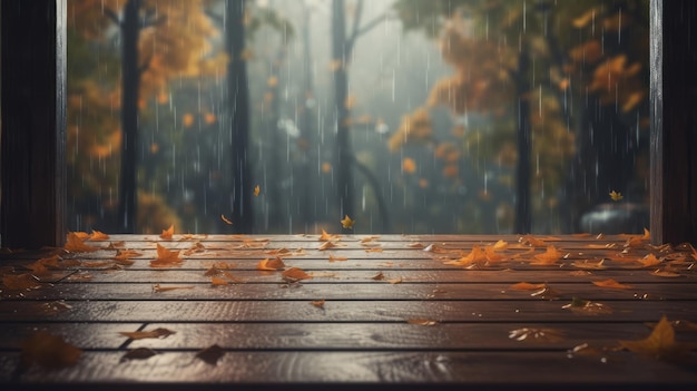 Priorità bassa piovosa di autunno Illustrazione AI GenerativexA
