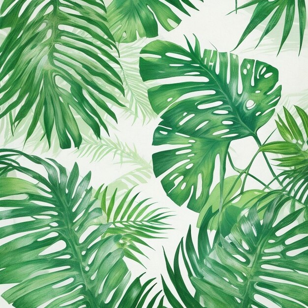 Priorità bassa tropicale variopinta della natura con le foglie di palma disegnate a mano