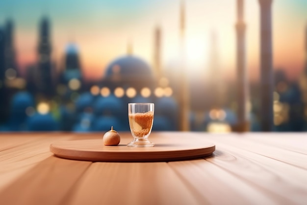 Priorità bassa variopinta del ramadan con la moschea Generative AI