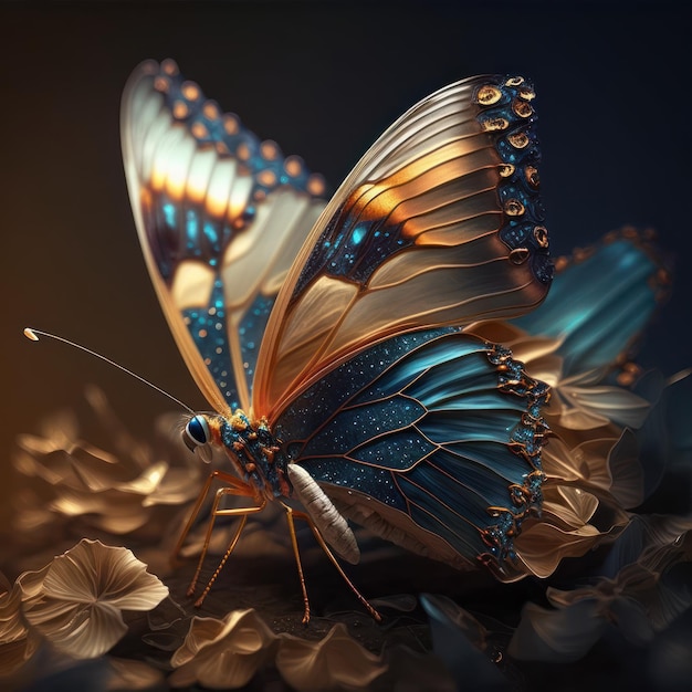 Priorità bassa variopinta della farfalla di fantasia astratta creata con tecnologia generativa di intelligenza artificiale