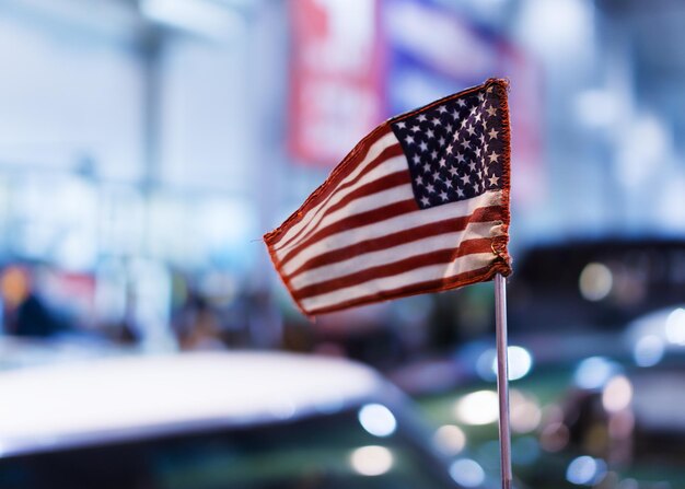 Priorità bassa vivida orizzontale del bokeh della bandiera degli Stati Uniti d'America