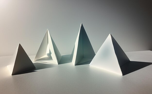 Prismi triangolari con illuminazione geometrica con ombra e luce