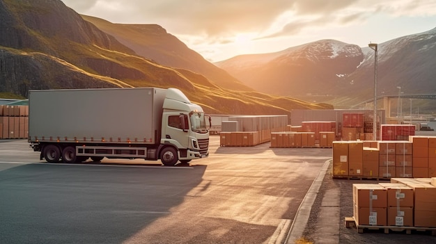 Processo di spedizione fluido Caricamento delle scatole su un camion di consegna presso un centro di distribuzione IA generativa