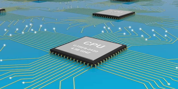 processore cpu del circuito elettronico di rendering 3d