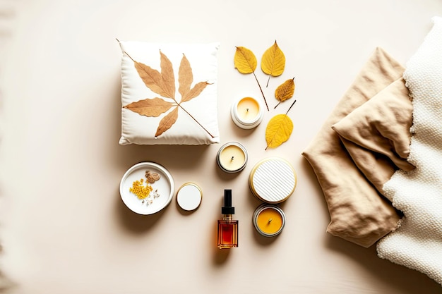 Prodotti beauty spa flatlay per la cura della pelle