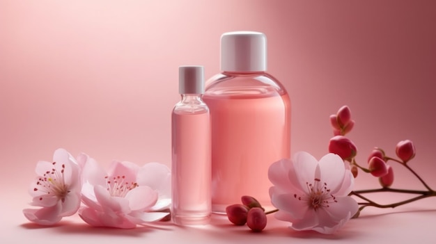 Prodotti cosmetici rosa Illustrazione AI GenerativexA