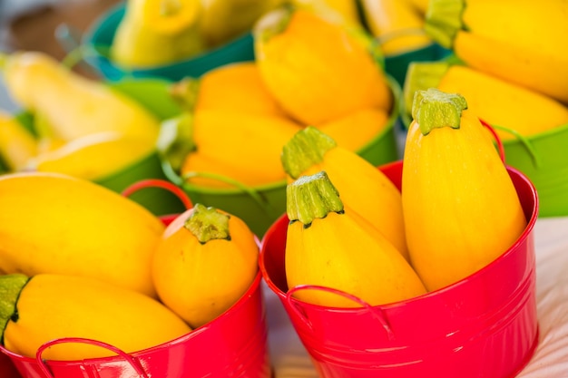 Prodotti freschi biologici al mercato degli agricoltori locali.