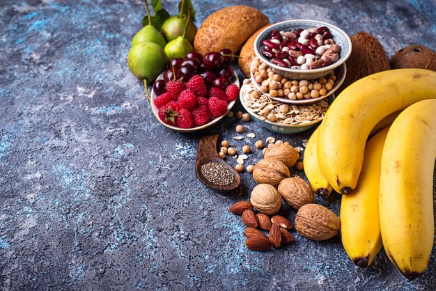 Prodotti ricchi di fibre. Cibo dieta sana