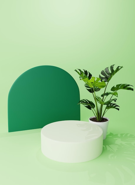 Prodotto a visualizzazione rotonda 3D con sfondo di colore verde