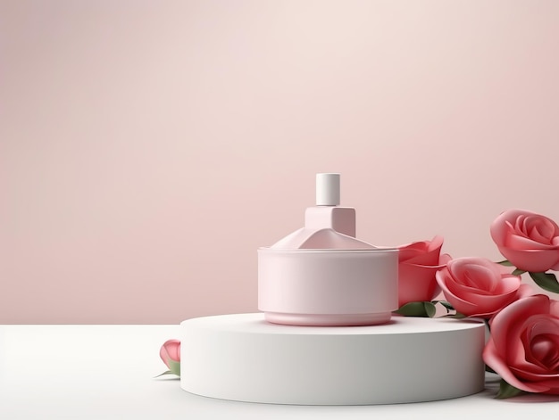 Prodotto cosmetico con estratto di fiori di rosa mock up