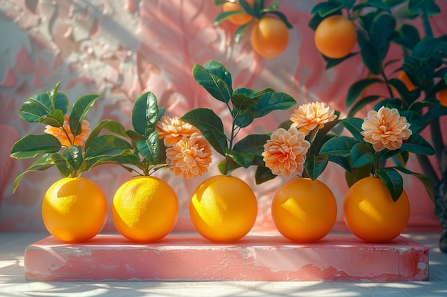 Prodotto di fondo del podio della frutta bellezza degli agrumi vitamina arancione cosmetico limone estate frutta del podio