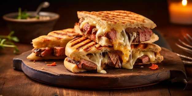 Prodotto Fotografia professionale di un panino con bistecca e verdure grigliate