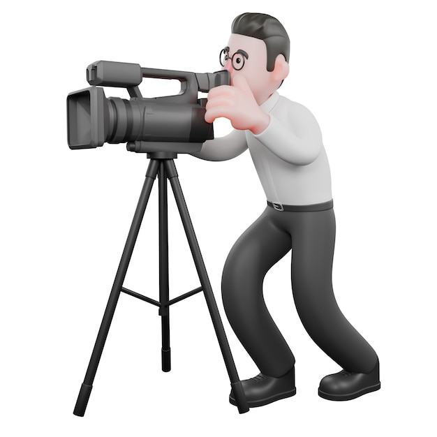 Produttore piegato mentre guarda la telecamera
