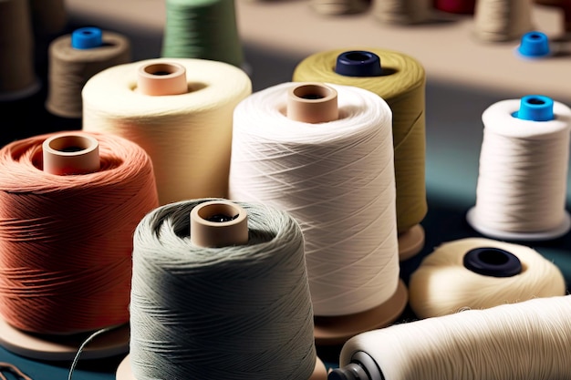 Produzione di abbigliamento e tessuti da bobina di cotone con fili industria tessile