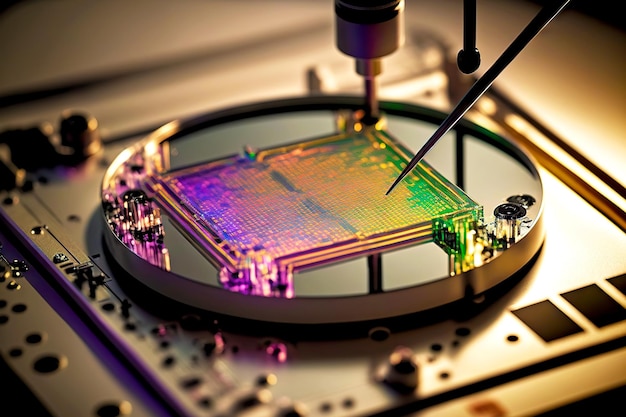 Produzione di semiconduttori wafer in laboratorio tecnologico avanzato