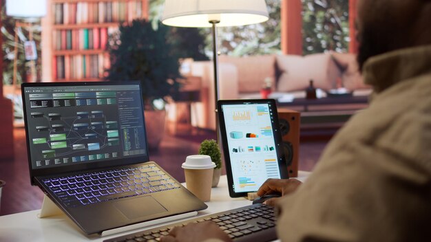 Professional software developer at desk working on AI coding
