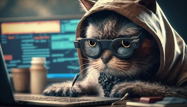 Professione di lavoro di lavoro gatto hacker AI generativa