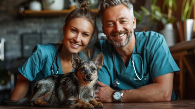 Professionisti sanitari con AI generativa per cani piccoli