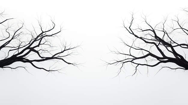 Profilo dei rami degli alberi su uno sfondo bianco