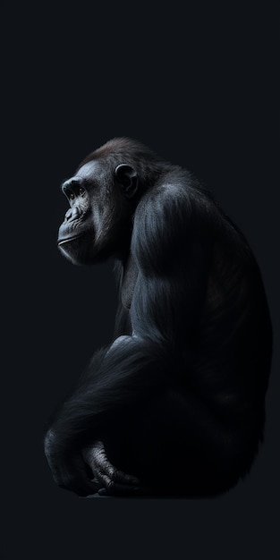 Profilo laterale di un Gorilla Silverback in luce scura