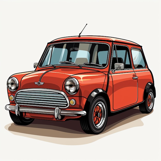 Profilo laterale schizzo disegnato a mano classico rosso mini