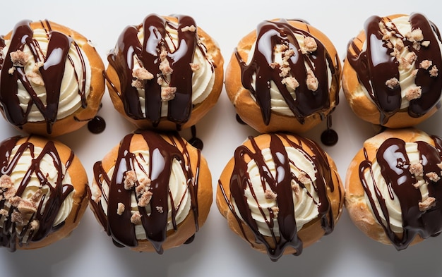 Profiteroles su sfondo bianco