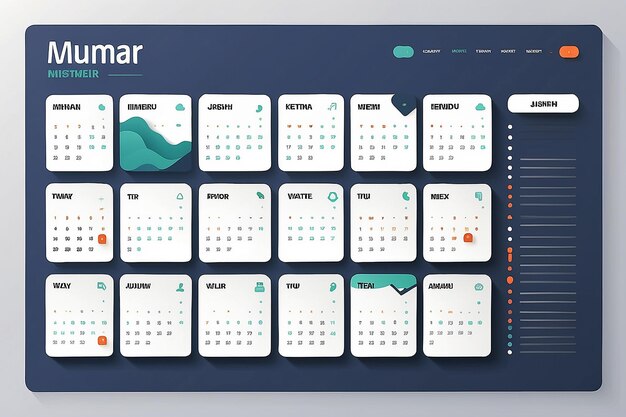 Progetta un calendario minimalista in stile flat con tappe fondamentali del lavoro remoto