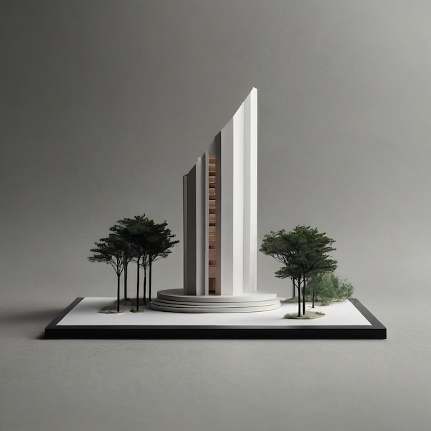 Progettazione architettonica di grattacieli con modello in scala per la presentazione