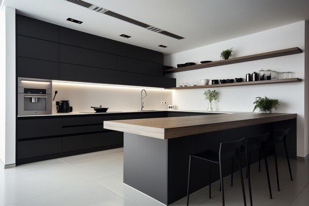 Progettazione degli interni della cucina minimalista